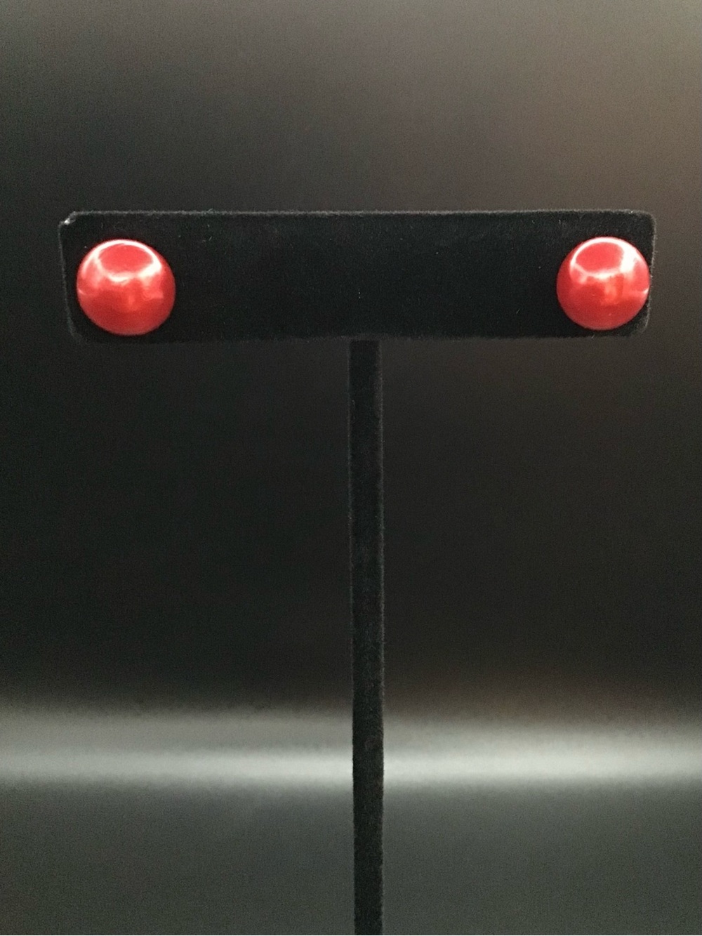 Pearlescent Red Ball Stud Earrings